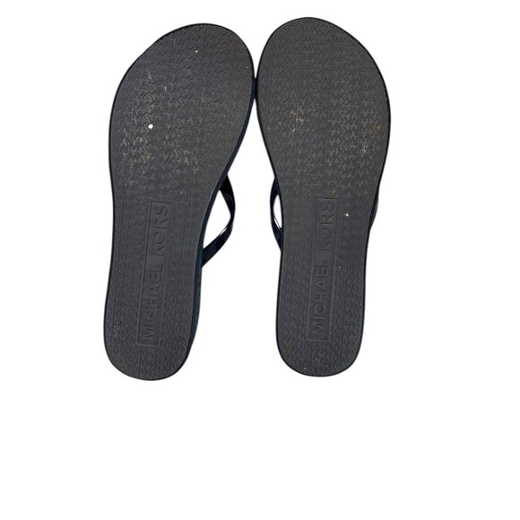 MICHAEL KORS MK Signature Bedford Blue Wedges Thongs Flip-Flops Sandals Size 11 - Picture 12 of 12